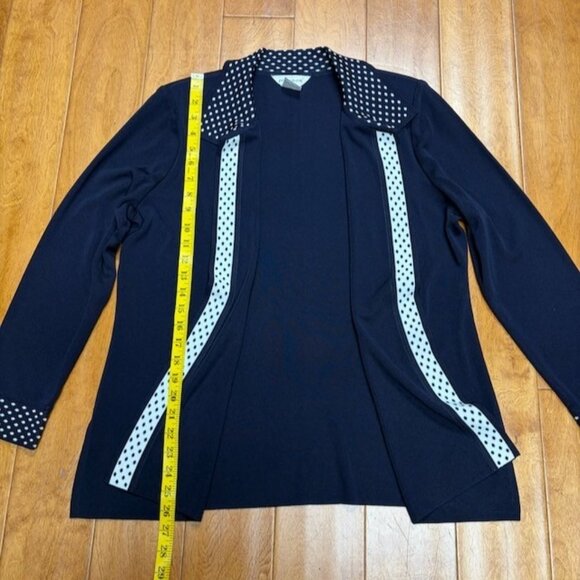 Exclusively Misook Tank Cardigan Set Petite L Quiet Luxury Navy Polka Dot Knit - Picture 10 of 13